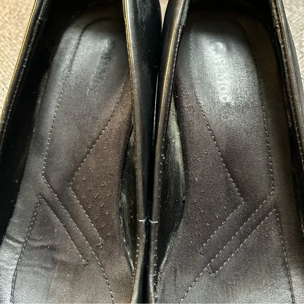 (SOLD) Soft Moc Black Leather Wedge Heels Size 10 - Picture 4 of 14